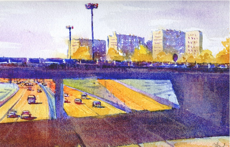 photo d'un aquarelle, d'une ville